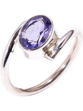 Tanzanite Elegant 8X6mm Bezel Set Gemstone 925 Silver Statement Ring